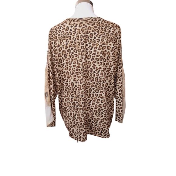 CHICO'S 1 Cute Travel Print Split Sleeves Blouse‎ Top M/8 Animals Maps Safari - Picture 15 of 16